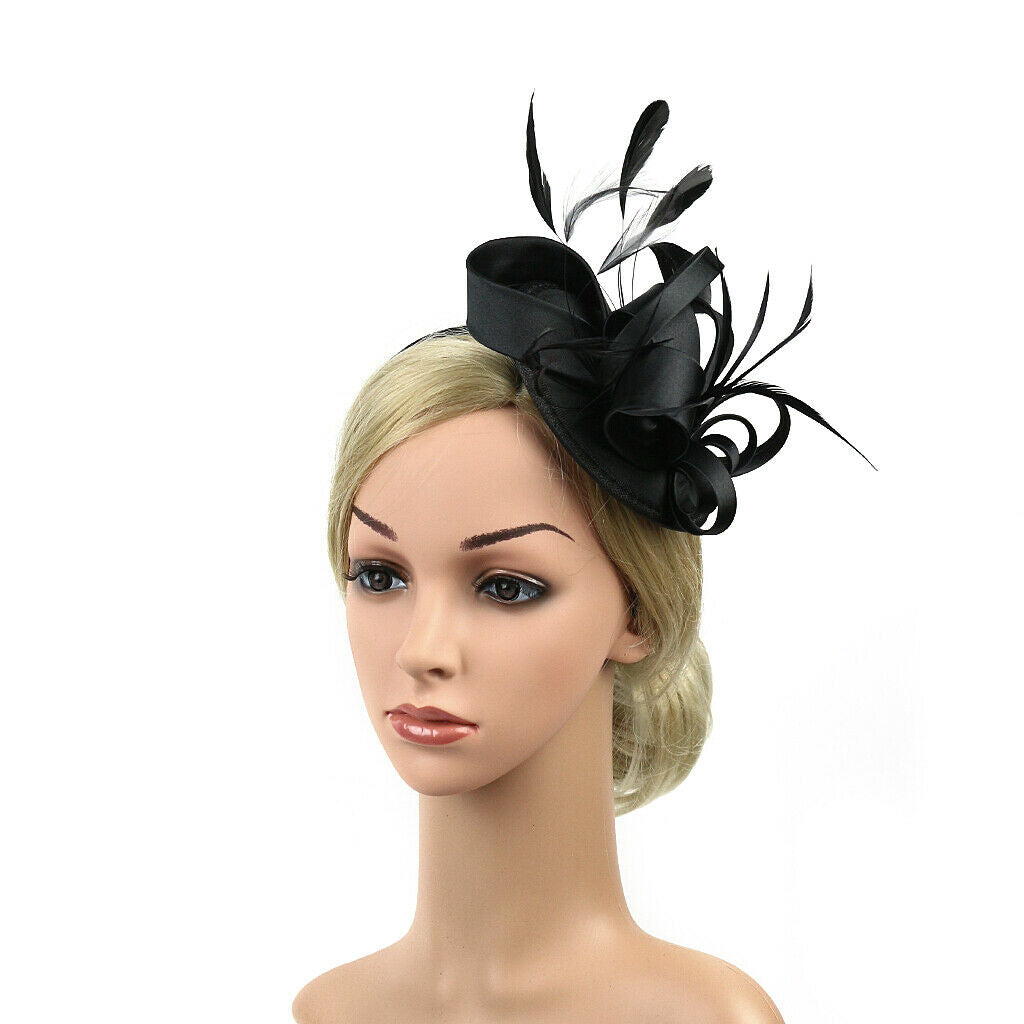 Lady Flower Fascinator Hat Women 1920s Wedding Bridal Headband Black