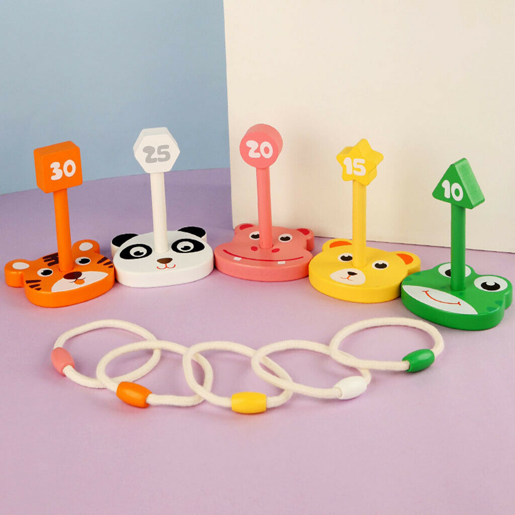 Funny Wood   Set 5 Pegs & 5 Rings Backyard Playset for Kids