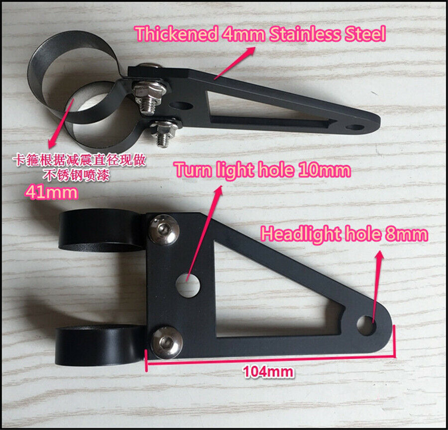 41mm Fork Motorcycle Light Bracket Steel Black headlight Turn Lights Holder