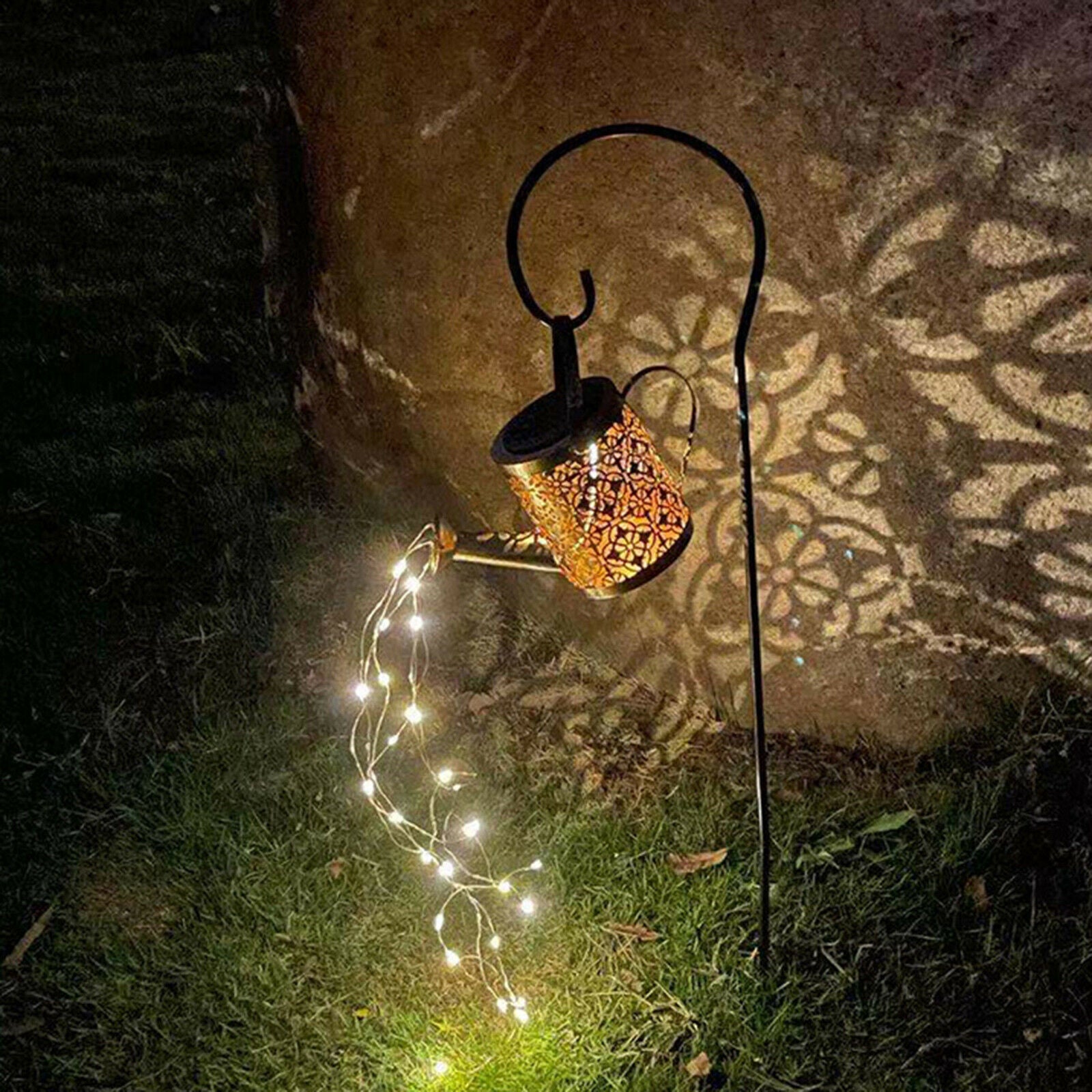 Landscape Watering Can Stake Solar Power Garden Light Decor Outdoor