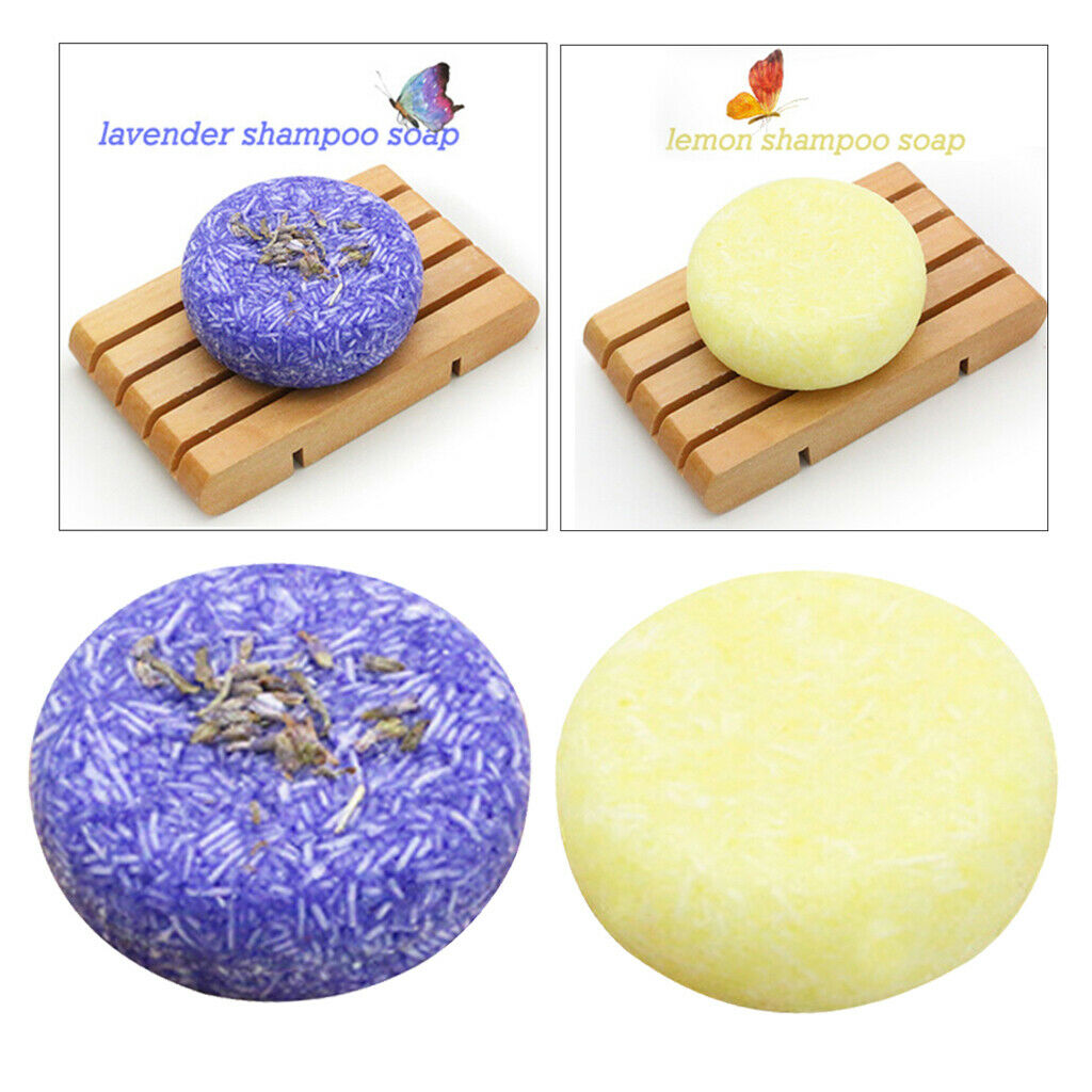 2pcs Lemon+Lavender 100% Natural Shampoo Soap Bar Hair Growth for Dry Hair