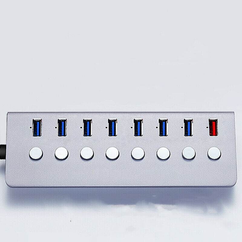 5V/3A 7 Ports USB Splitter 3.0 Independent Switch Extender Hub 1 for 8 Adapter