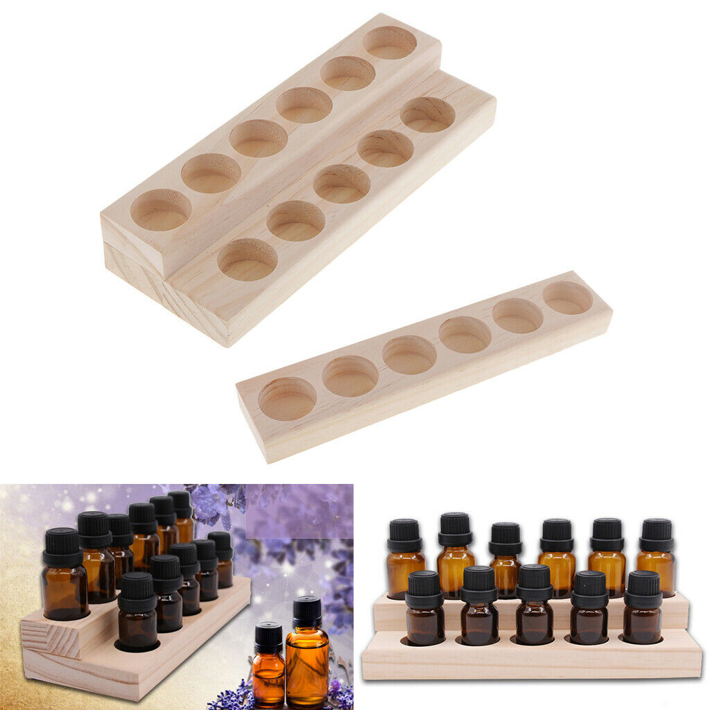 2Set Wooden Essential Oil Display Stand Rack Organizer Shelf Total 17 Bottle