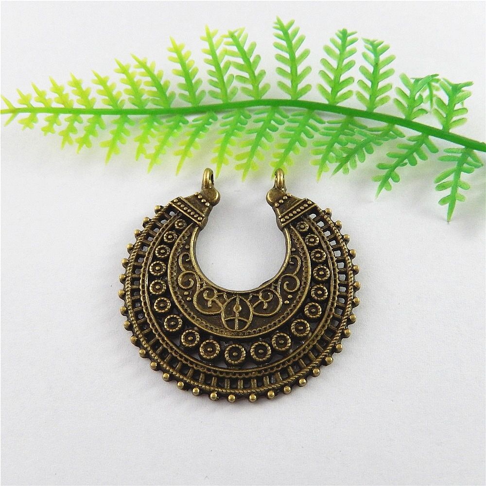 10pcs Antiqued Bronze Alloy Floral Half Moon Charms Pendant Jewelry Craft 51512