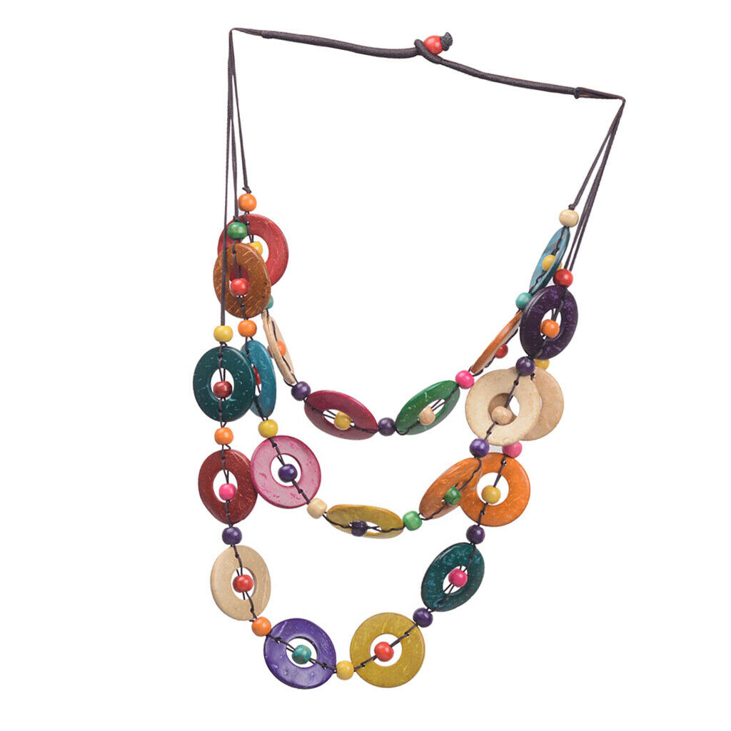 2pcs Ethnic Multi-layer Coconut Shell Beaded Necklace for Women