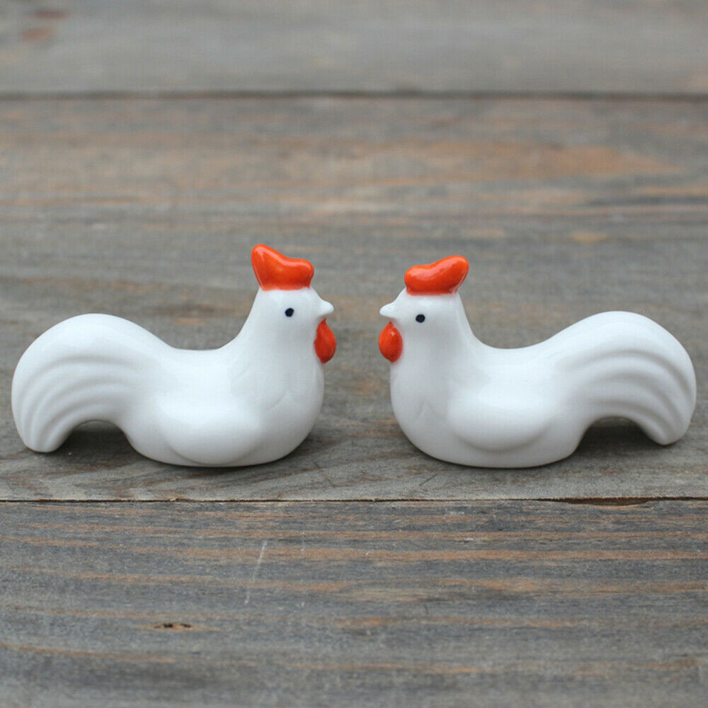 2Pcs Rooster Chopstick Rack Ceramic Spoon Stand Cutlery Pen Holder Table Decor