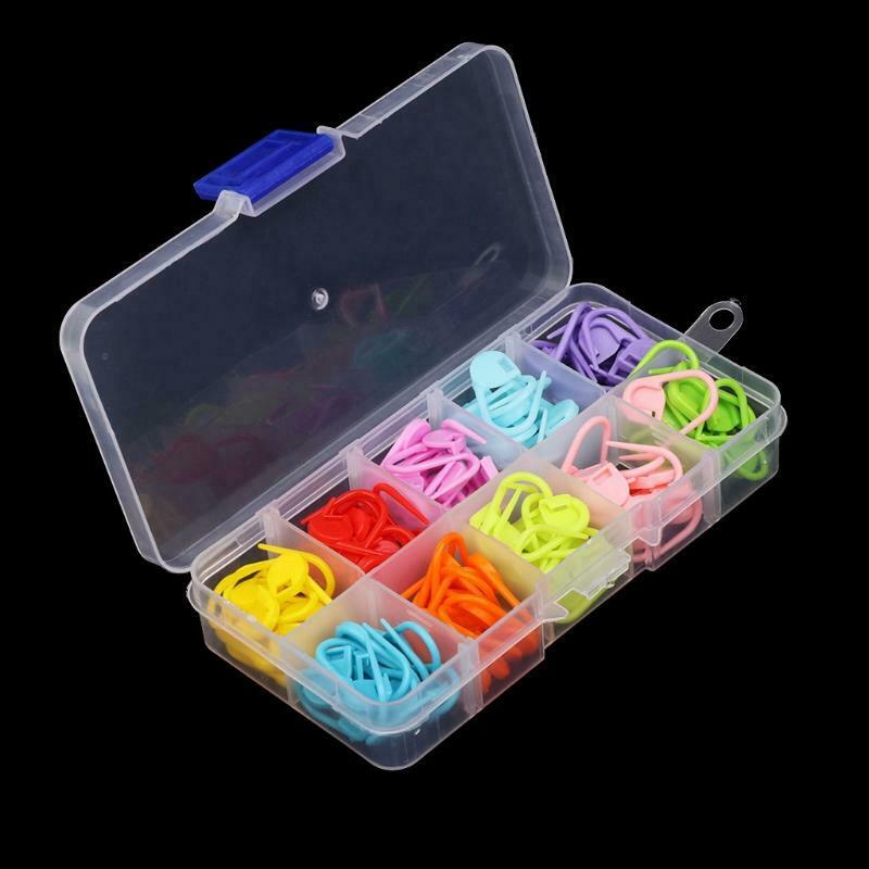 120Pcs Colorful Knitting Stitch Markers Crochet Locking Tool Craft Ring Holder