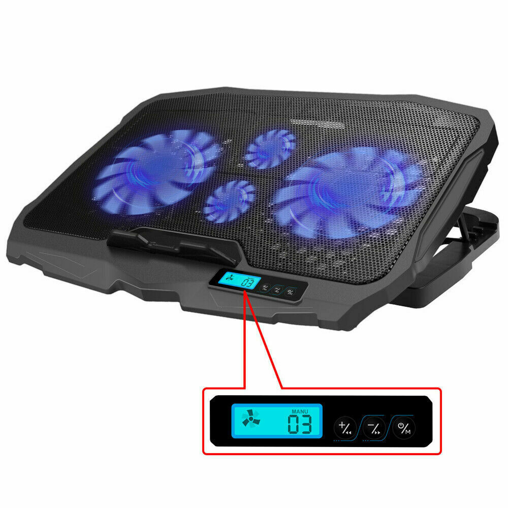 Gaming Laptop Cooler Pad with USB 4 Cooling Fans Adjustable Stand LED Backlight