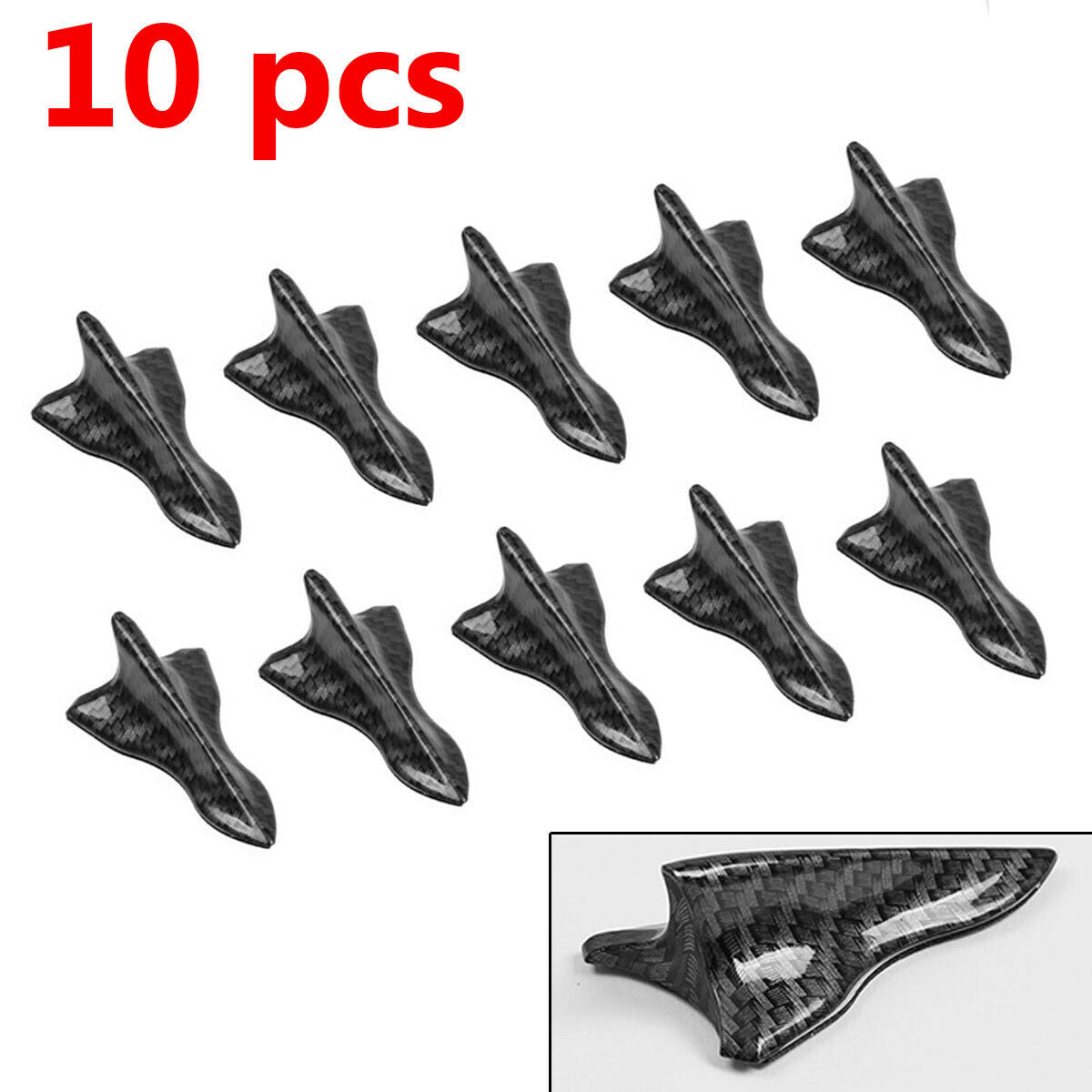 10Pcs Shark Fin Diffuser  Vortex Generator  Car Roof Spoiler Bumper Empennage