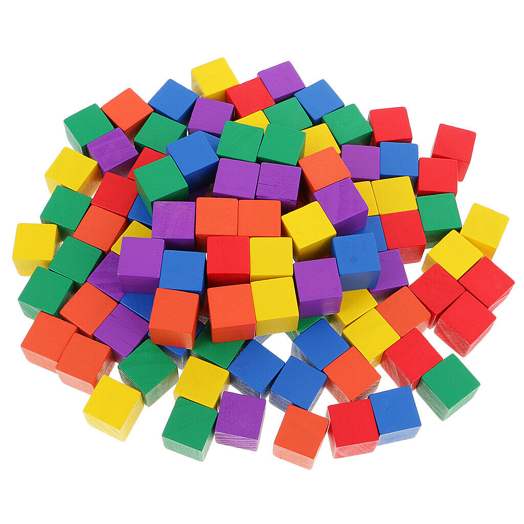 2X 100x Colored Wood Blocks Creative Games Color Cubes 0.78inch DIY Projects