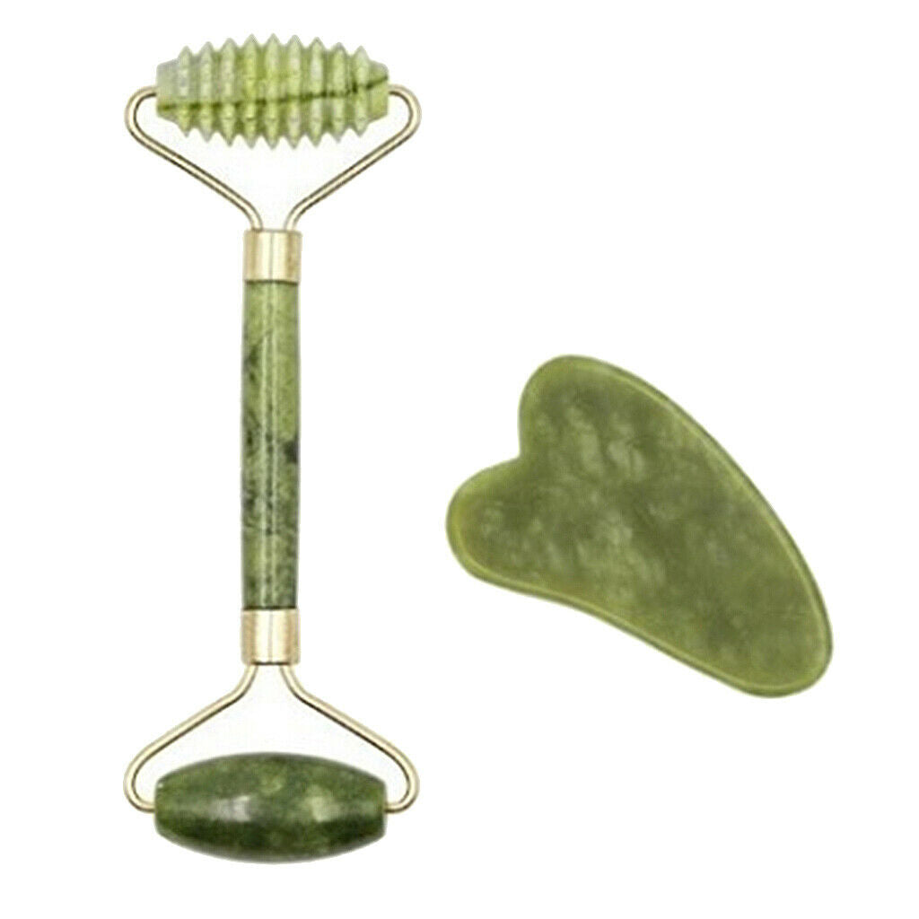 Jade Roller for Face with Gua Sha Massager Tool Natural Jade Facial Beauty Sets
