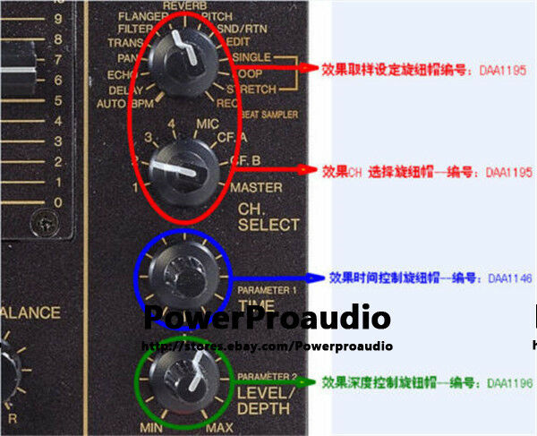 For Pioneer DJM600 CH.SELECT, EFFECT/SAMPLER SELECTOR knob DAA1195