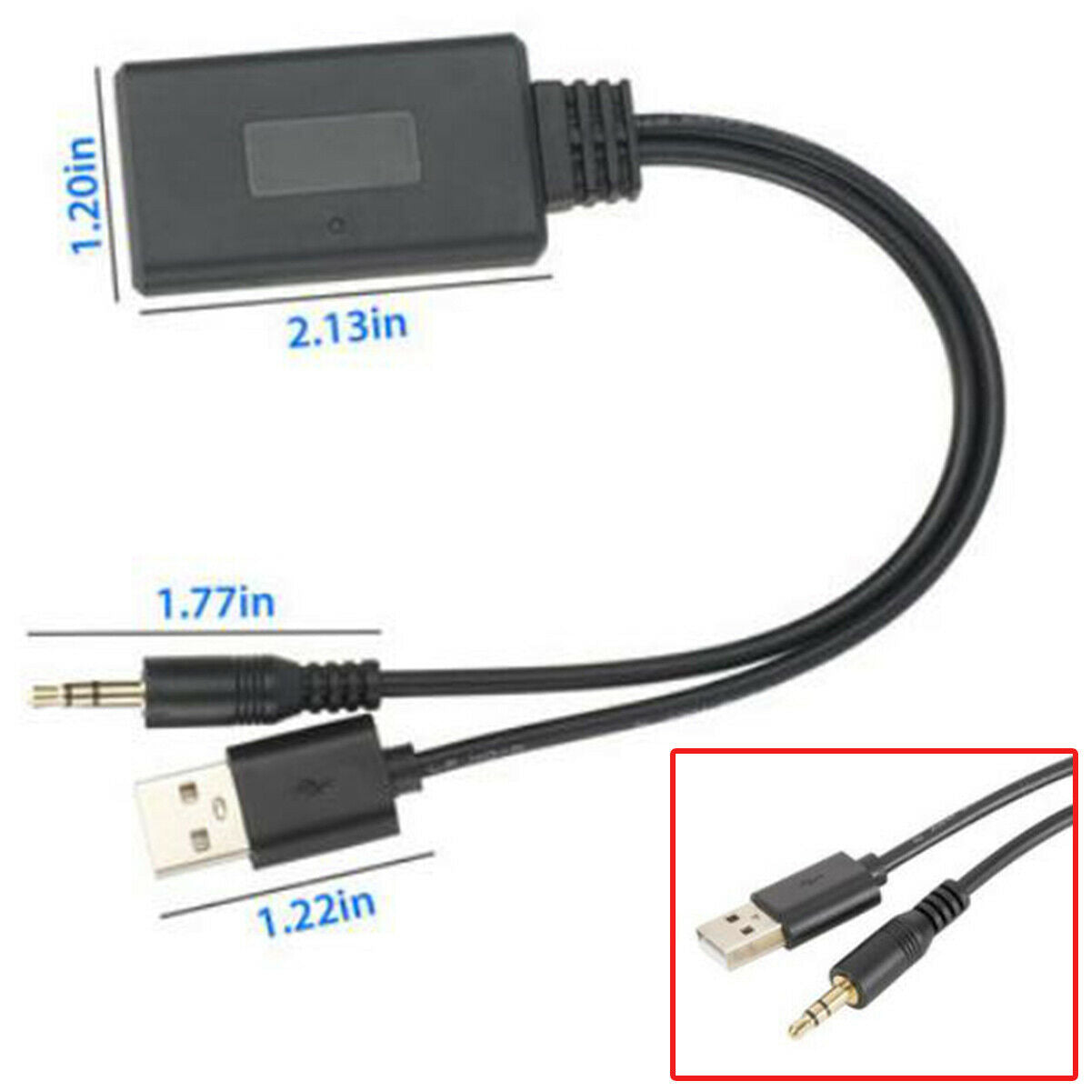 1Piece 5V-12V ABS Plastic Black Car AUX Bluetooth 5.0 Audio Receiver Cable Parts