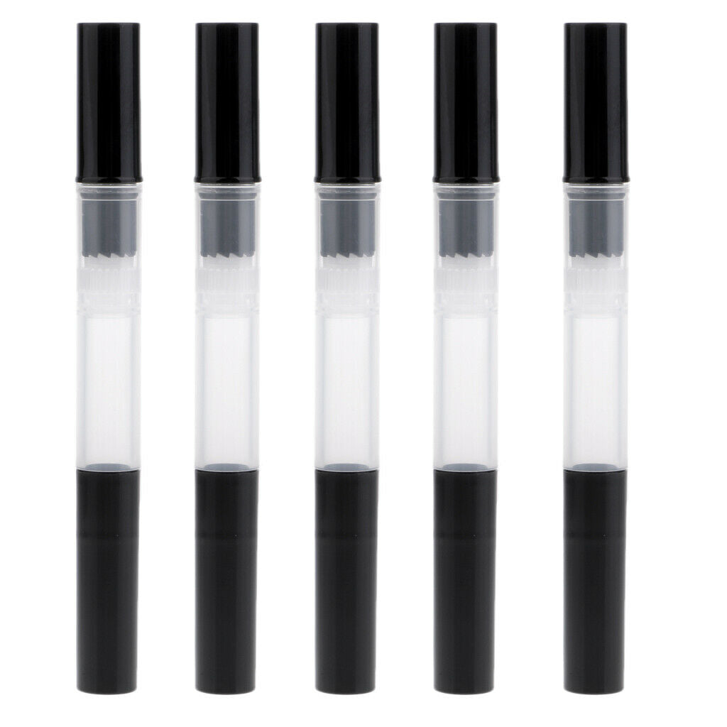 5 Pack Transparent Empty Nail Cuticle Oil Twist Pen Lip Gloss Balm Brush