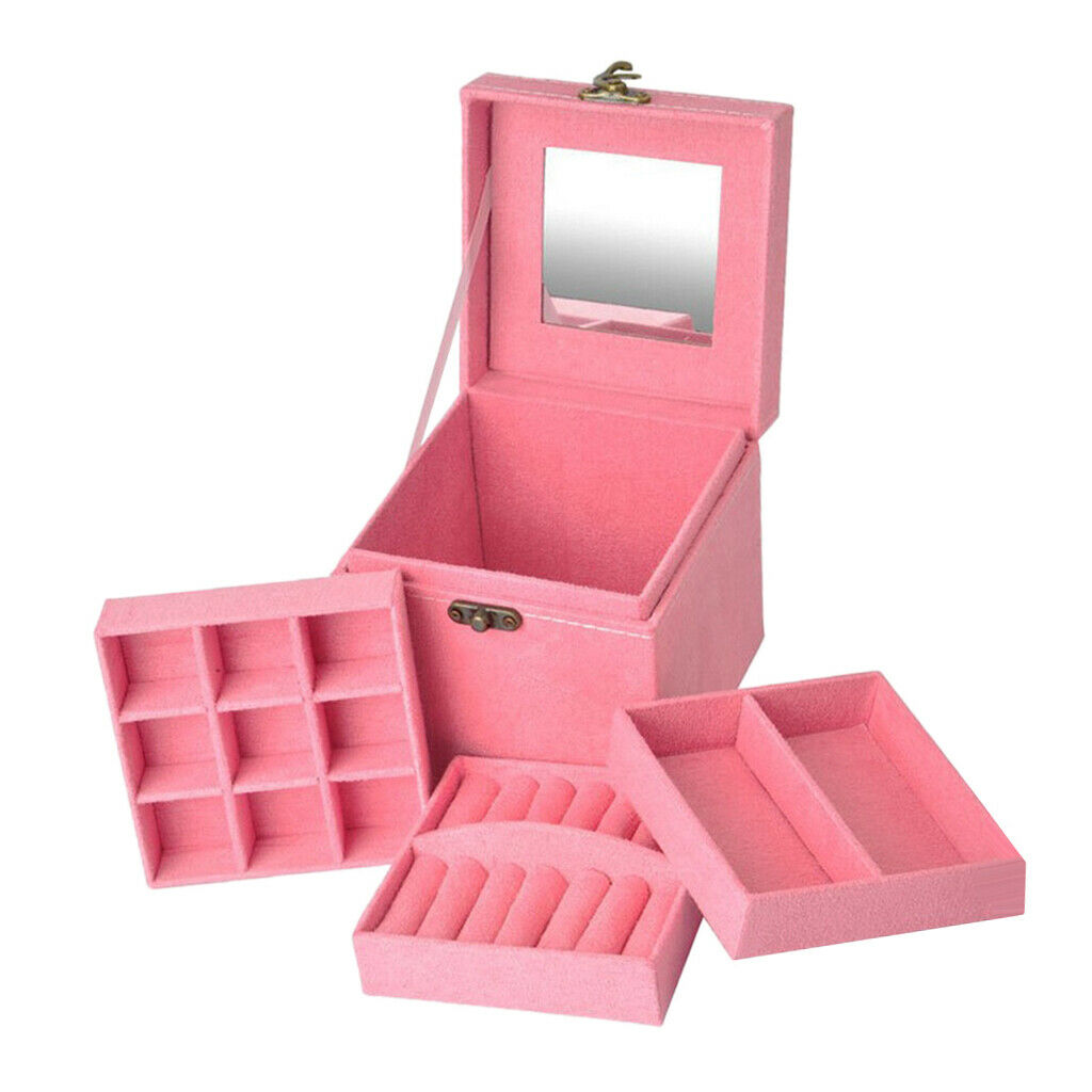 Luxurious Large Velvet Jewelry Box Case Storage Holders