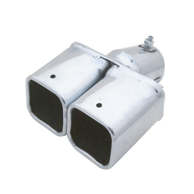 Car Dual Exhaust Tip Square Tail Pipe Muffler Chrome Stainless Steel 63mm/2.5"