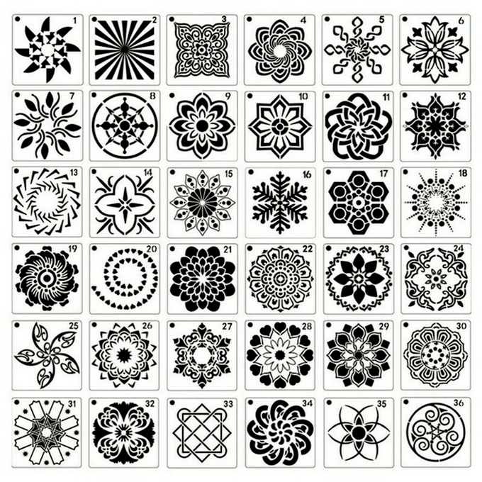 36* Painting Stencils Mandala Stencils Mandala Dot Templates For Rocks Wood DIY