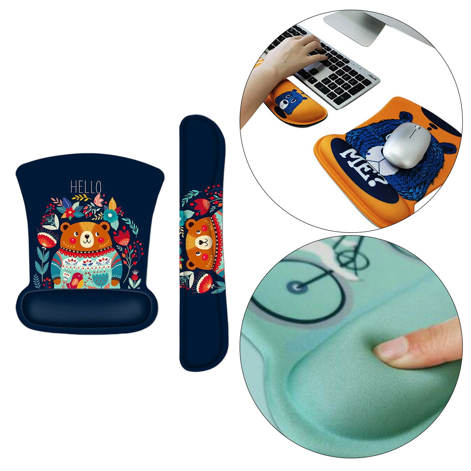 Silicone Mouse Mat w/ Wrist Support Non Slip Bracer for Computers Office Use