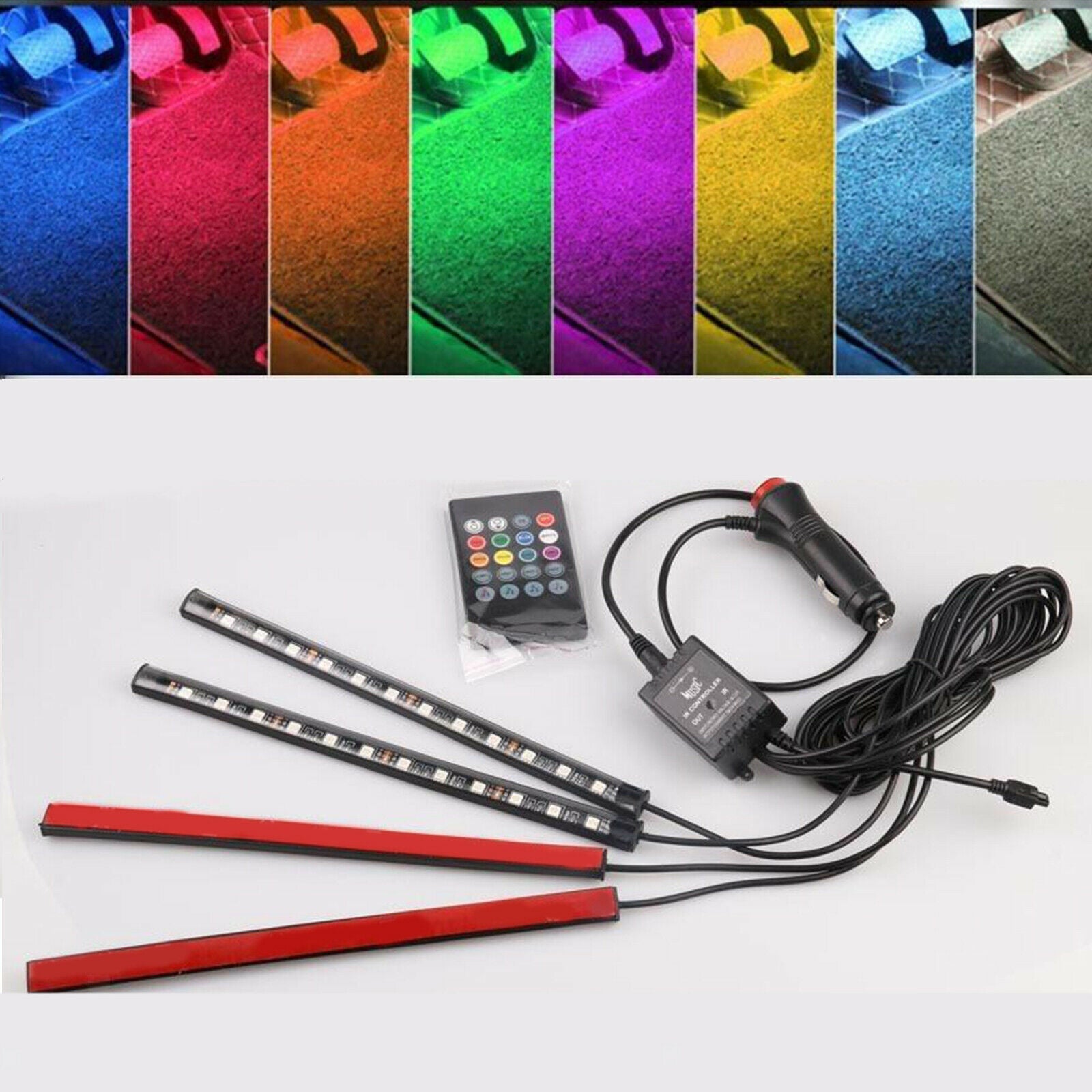 LED Car Light Lamp with Wireless Remote Music Control Automotive Interior