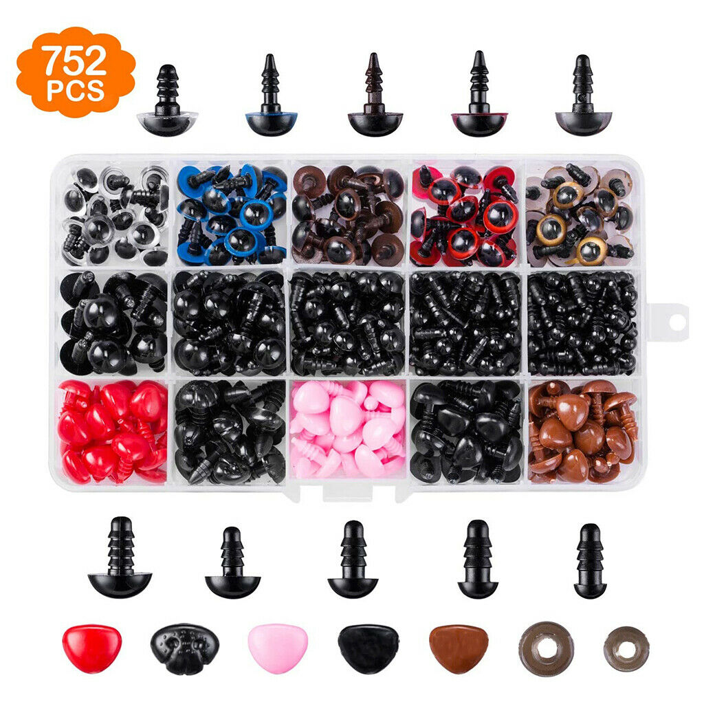 560x Plastic Colorful Safety Eyes and Noses for Puppet Bear Making Accessory