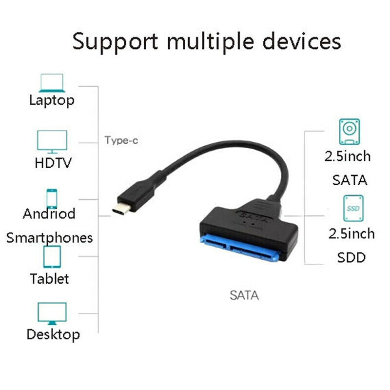 SATA to USB 3.1 Cable Adapter USB Type C SATA Converter for 2.5'' HDD/SSDJCAU Lt