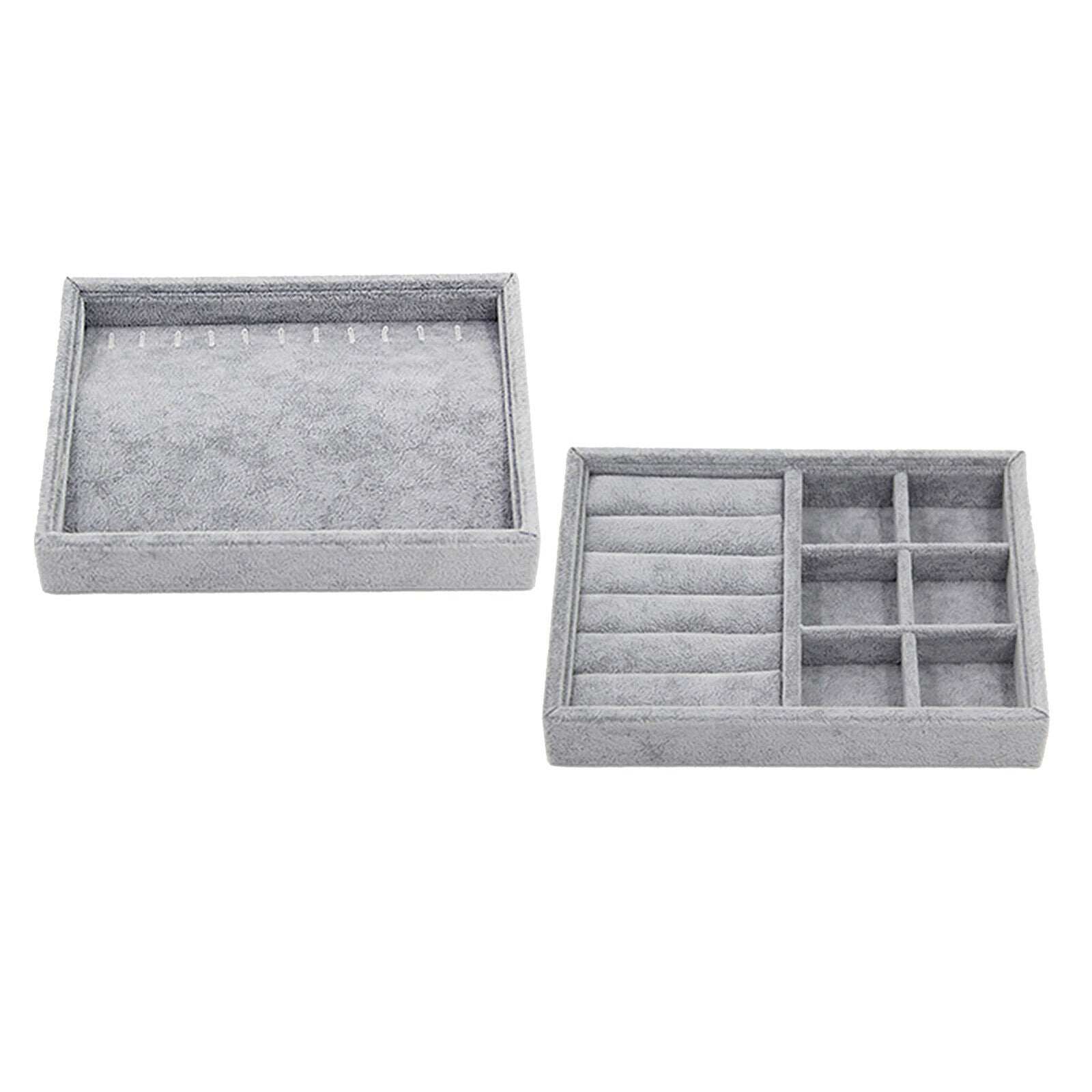 2Pcs Wooden Jewelry Box Bracelets Rings Diamond Storage Organizer Display Tray