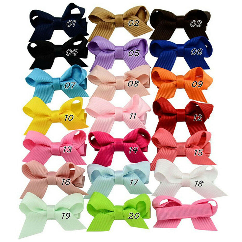 20PCS Baby Girls Hair Bows Boutique Alligator Clip Grosgrain Ribbon Hairpins  Fx