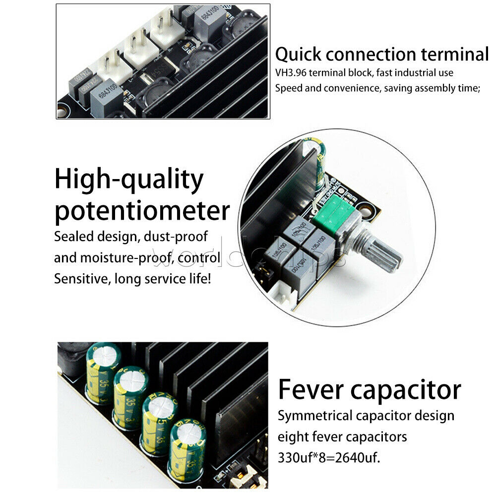 DC 12V-36V TDA7498 High-power HIFI Two-channels Power Amplifier Board 2X100W