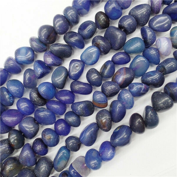 1 Strand About 11x9mm Deep Blue Agate Freeform Loose Beads 15.5inch HH9118