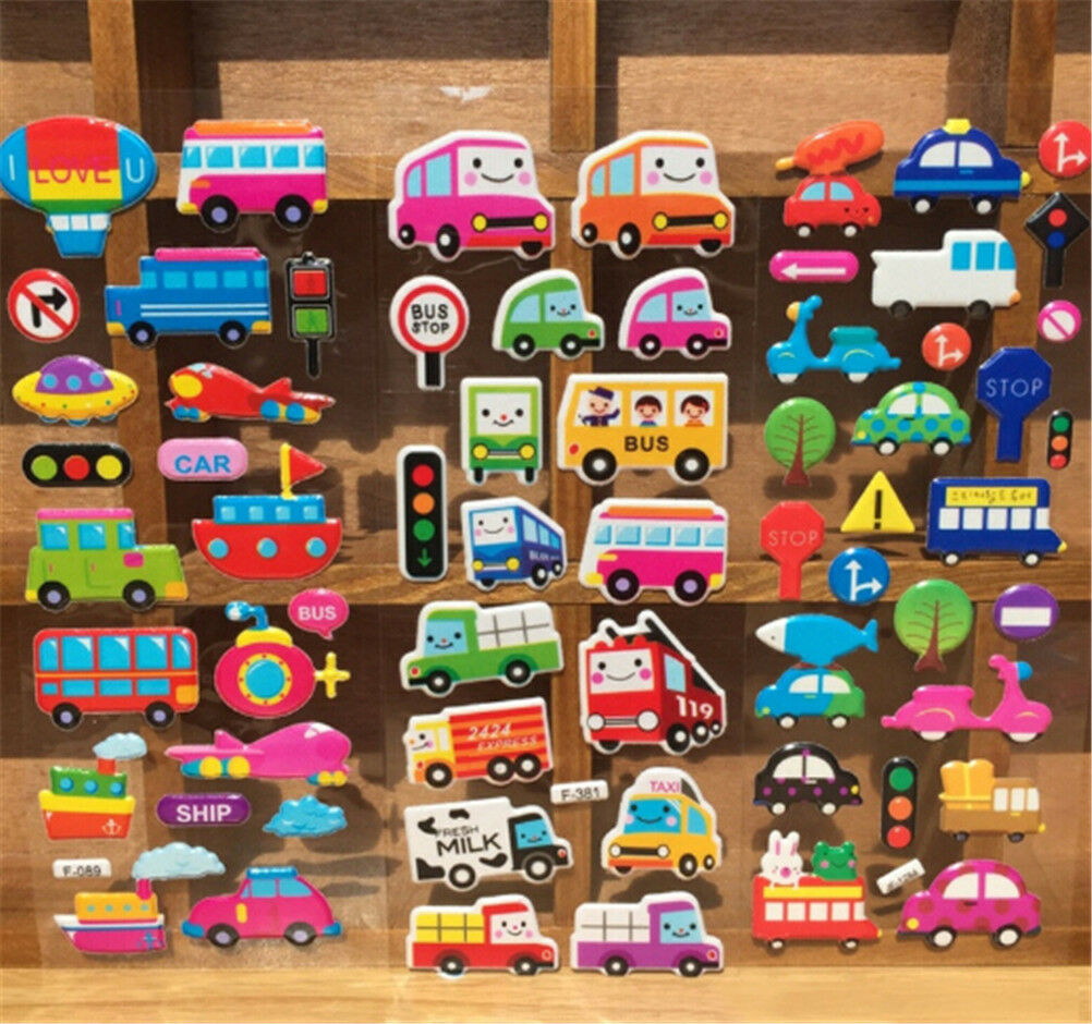 5PCS Cartoon Bubble Stickers Transport Cars Kids Bubble Stickers Christma.l8