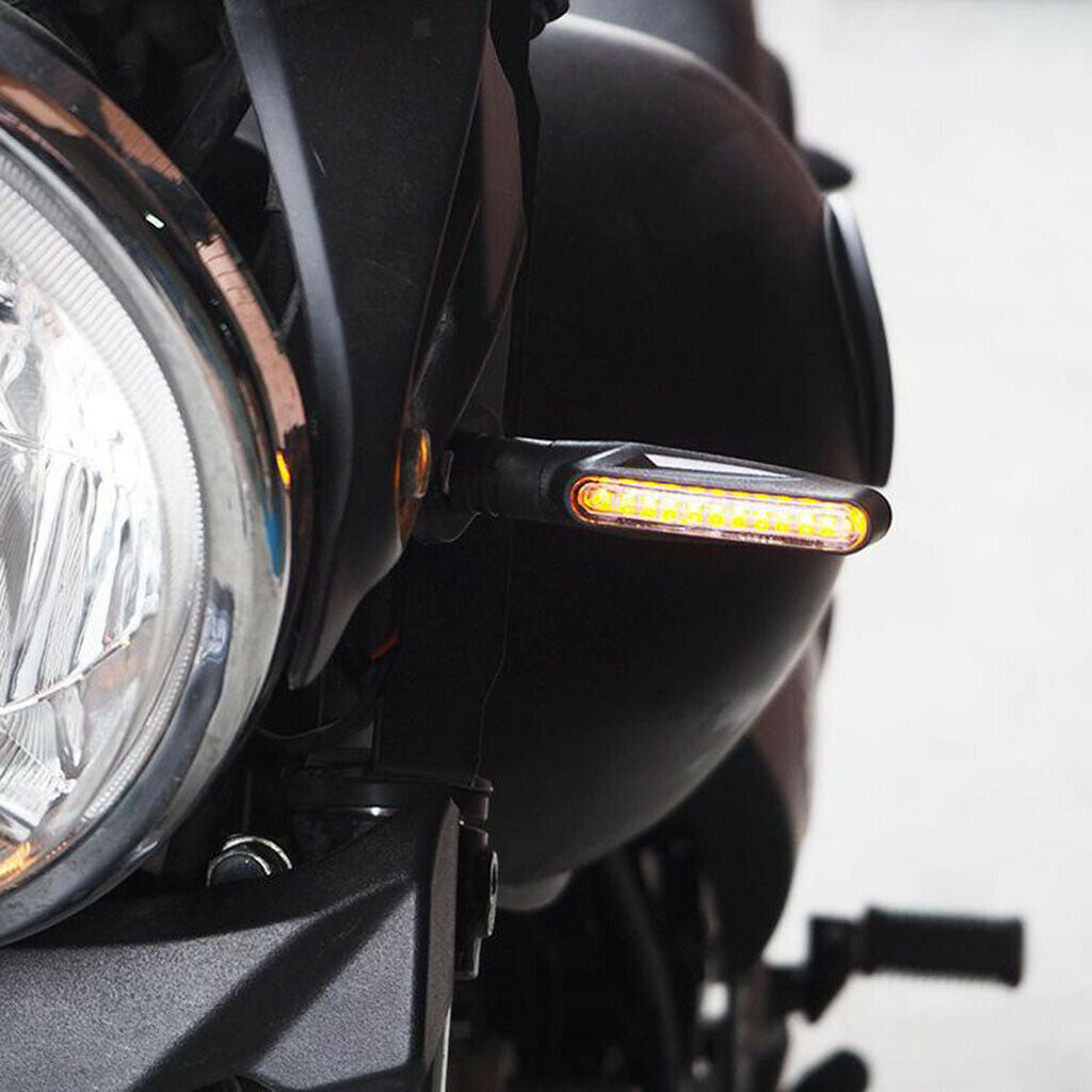 2pcs Motorcycle Sequential Flowing LED Turn Signals Light Warning Lamp Amber