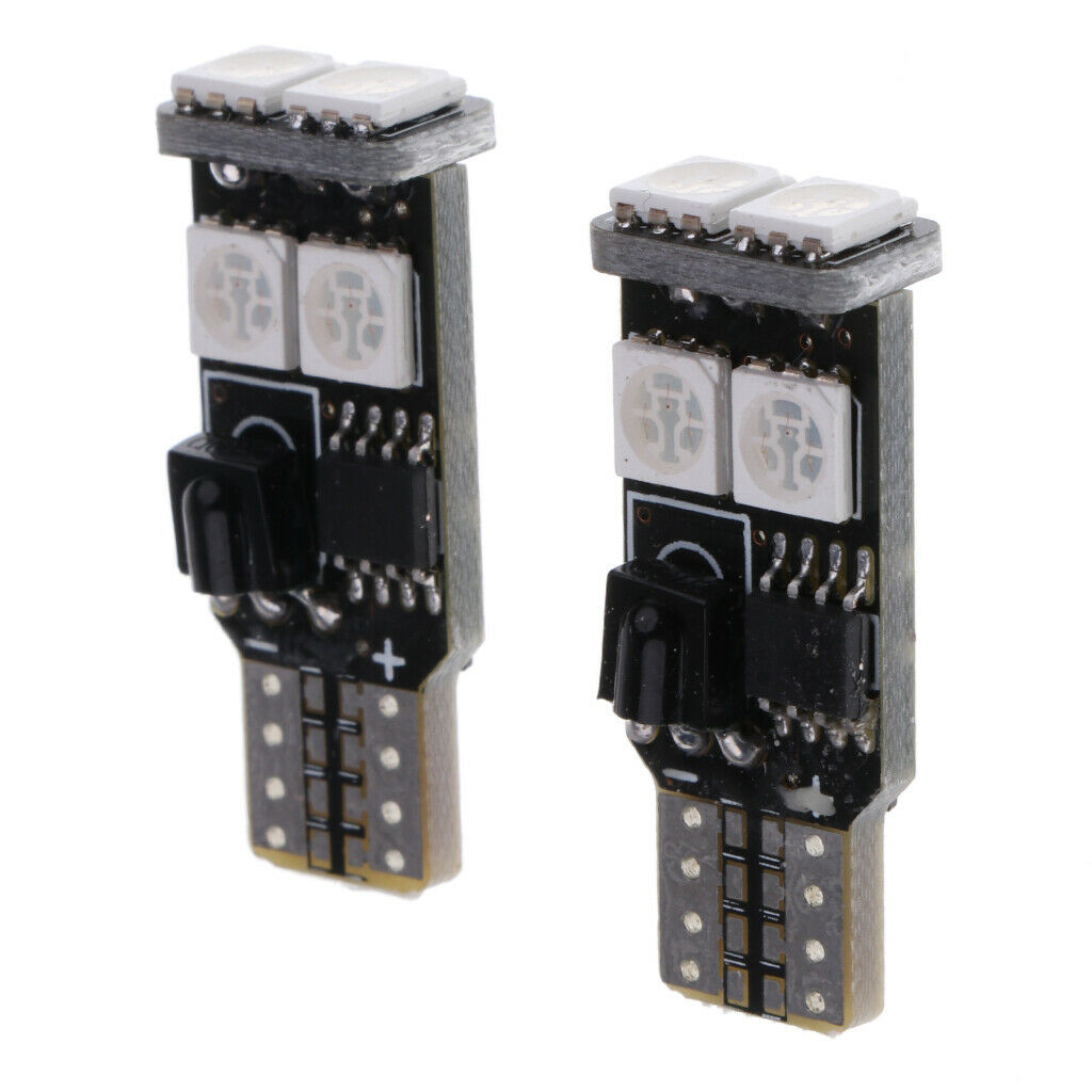 2 Pieces T10 5050 6SMD LED RGB Light Bulb Remote Control Clearance Lamp