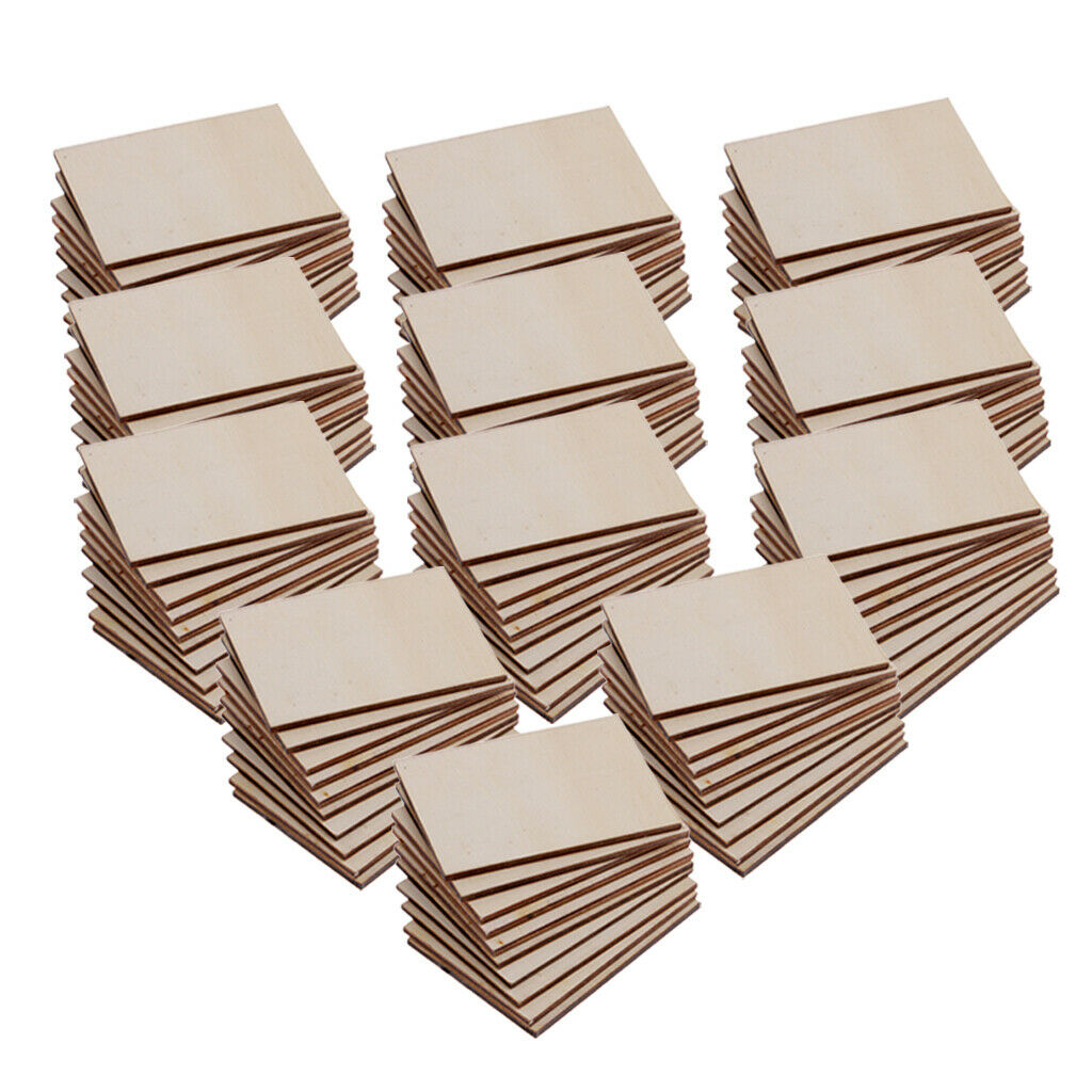 120Pcs Shabby Chic Wood Rectangle Plaque Embellishment for Woodburning