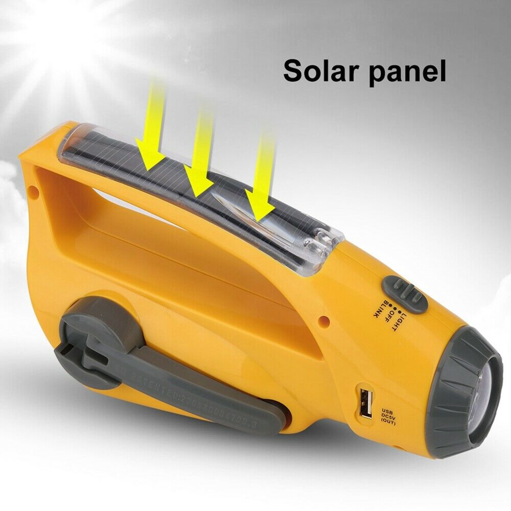 Emergency Solar Hand Crank Radio Power Bank Charger Flash Light Torch Waterproof