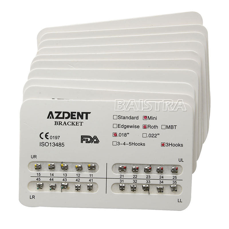 100 x Dental Orthodontic Metal Brackets Braces Mini Roth Slot.018 3Hooks AZDENT