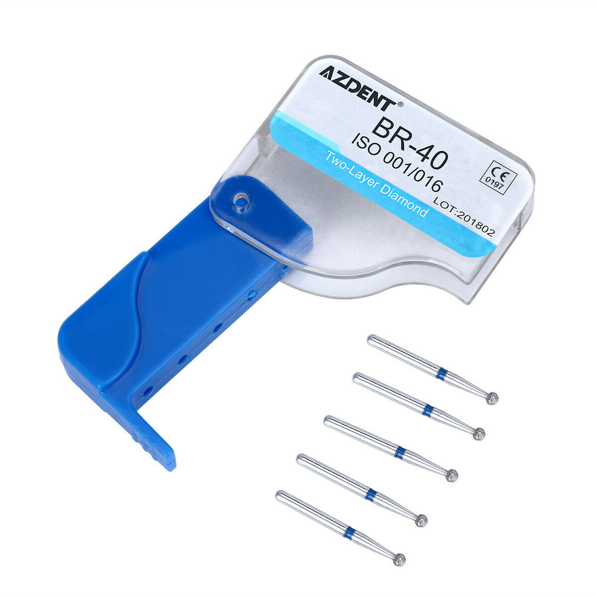 50XDental Two-tier Diamond Burs BR-40 for High Speed Handpiece FG Ball Round end