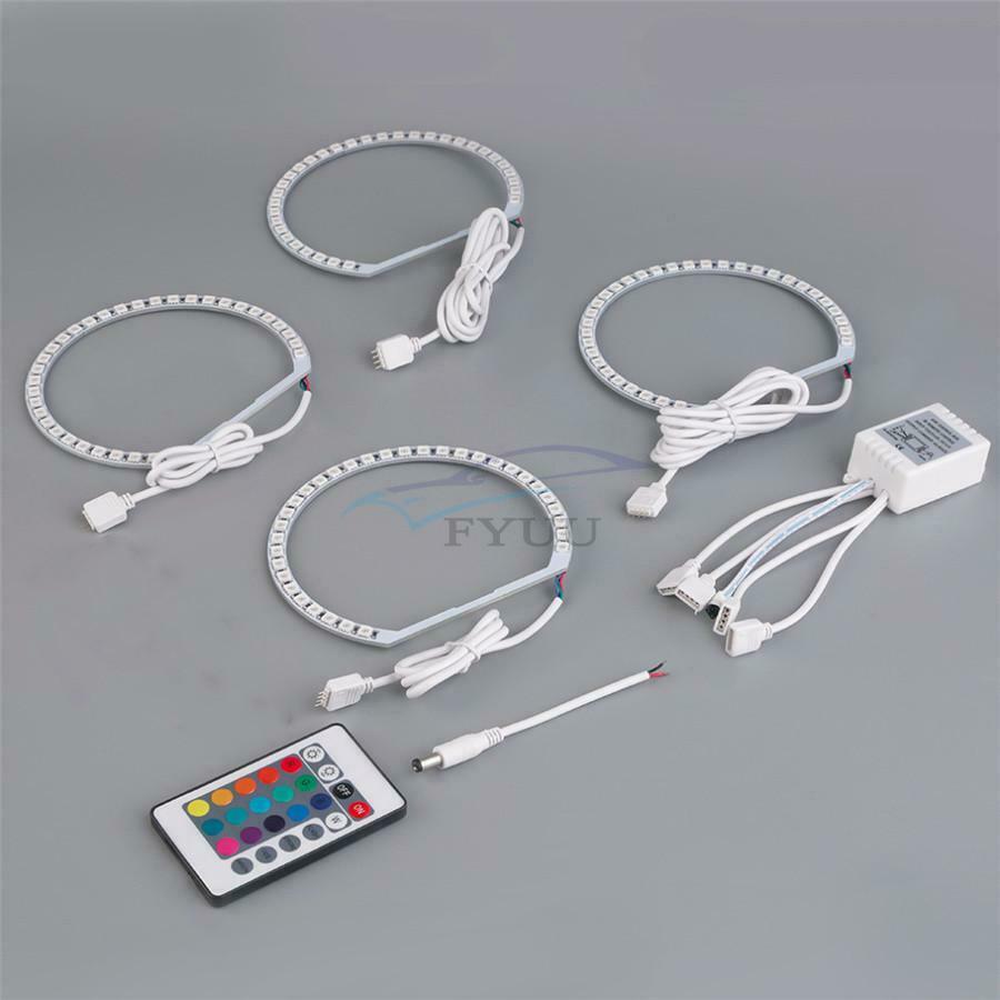 4× 12V Shockproof Remote Control RGB LED Angel Eye Ring For95-01 BMW E38 7Series