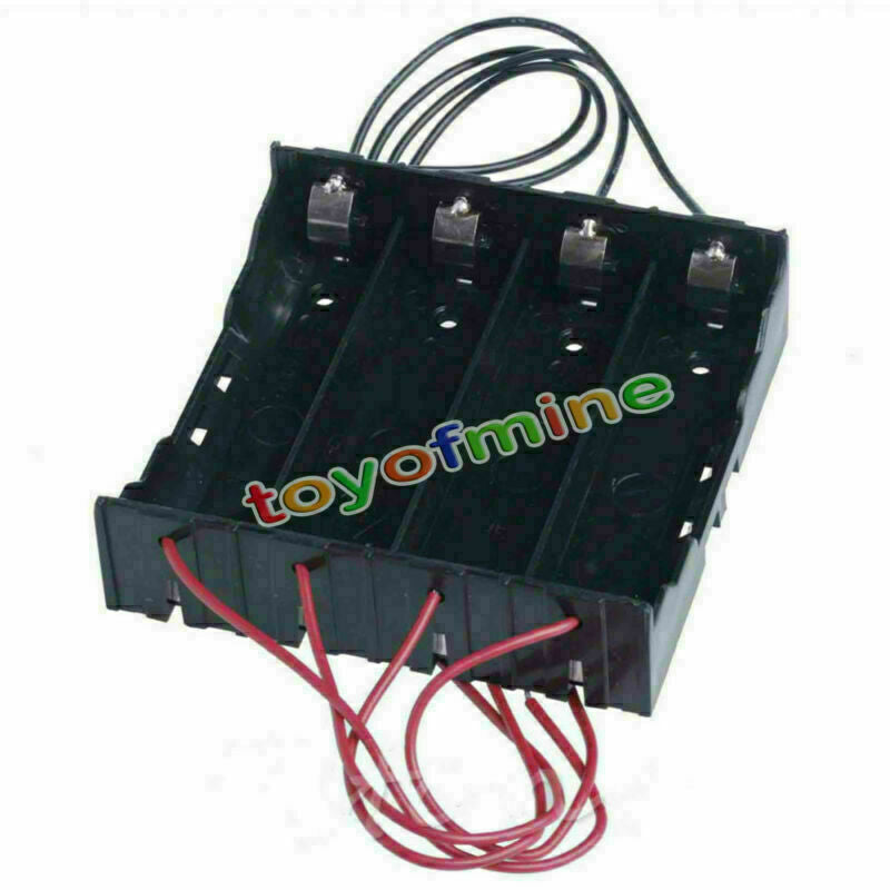 Plastic Battery Storage Case Box Holder For 4 x   3.7V With Wire Leads