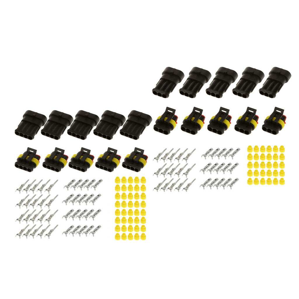10 Sets Waterproof Electrical Connector Seal 1.5mm Terminal 4 Pins + 3 Pins