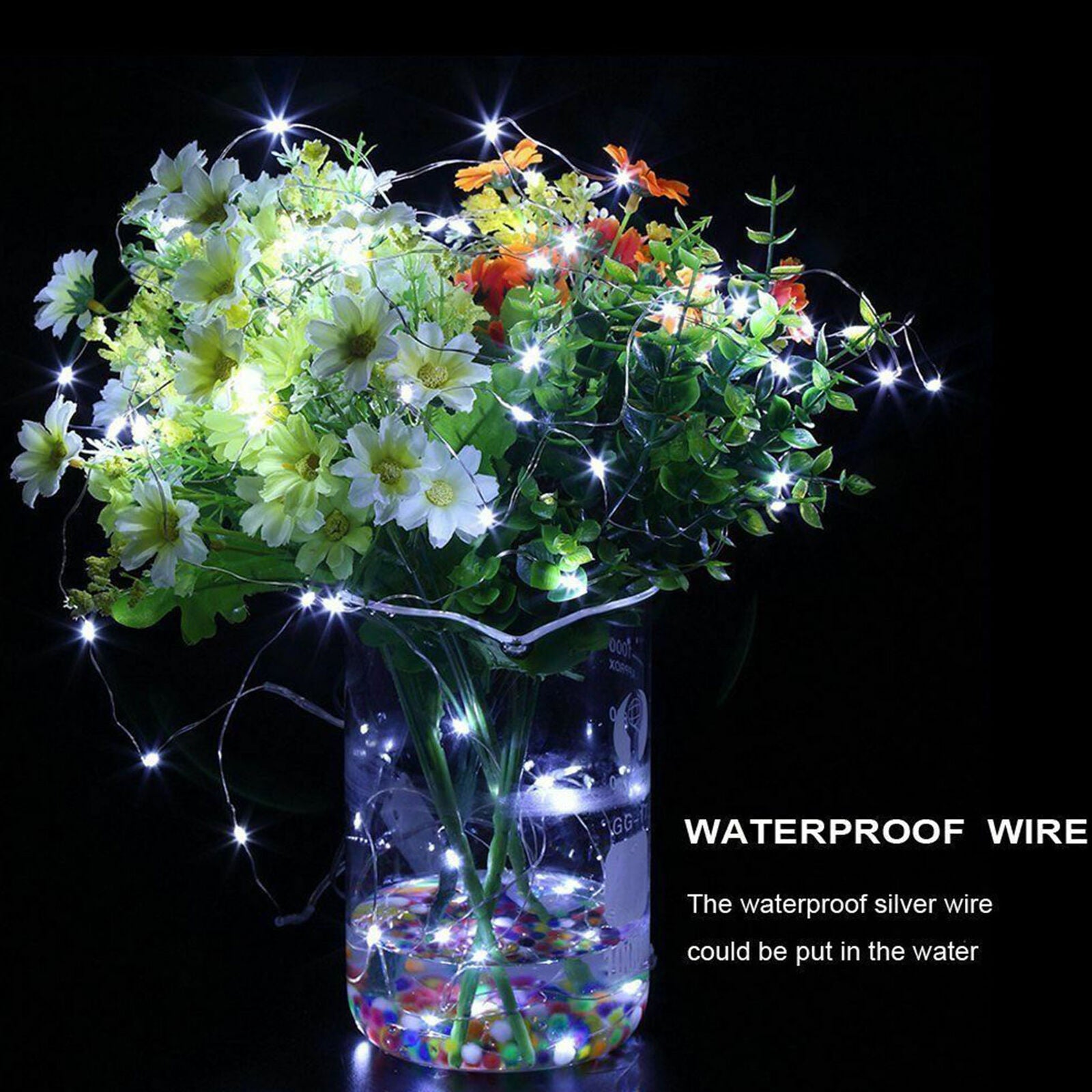 10 Pack 6.6ft 20 LEDs Battery Operated Mini LED Copper Wire String Fairy Lights
