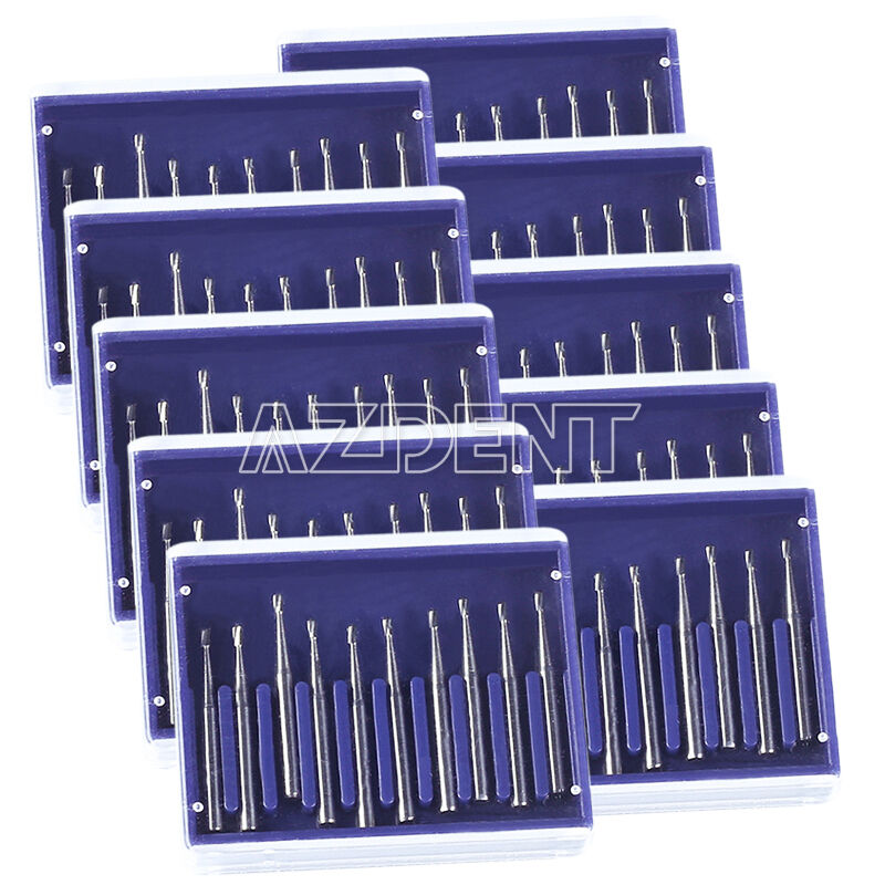 10 Kits Dental Carbide Tungsten Steel Burs Drill High Speed Pear-shaped FG330