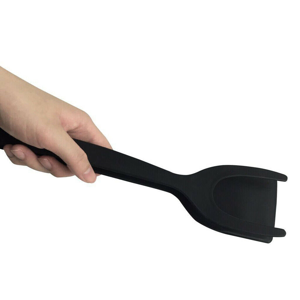 2 in 1 Egg Tongs Heat Resistant Fried Egg Tuner Tool for Beef Steak Black