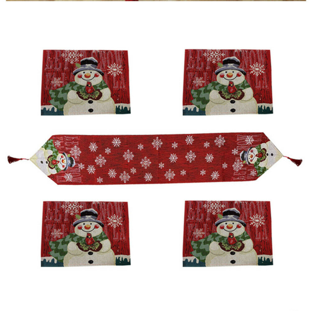 Christmas Table Runner Placemat Set 1 Table Runner + 4 Table Placemat for Dining