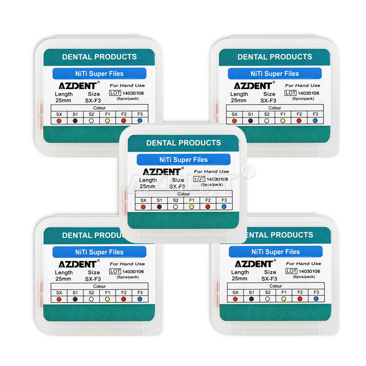 10X AZDENT Dental Endodontics NiTi Super Rotary File Hand Use SX-F3 25mm