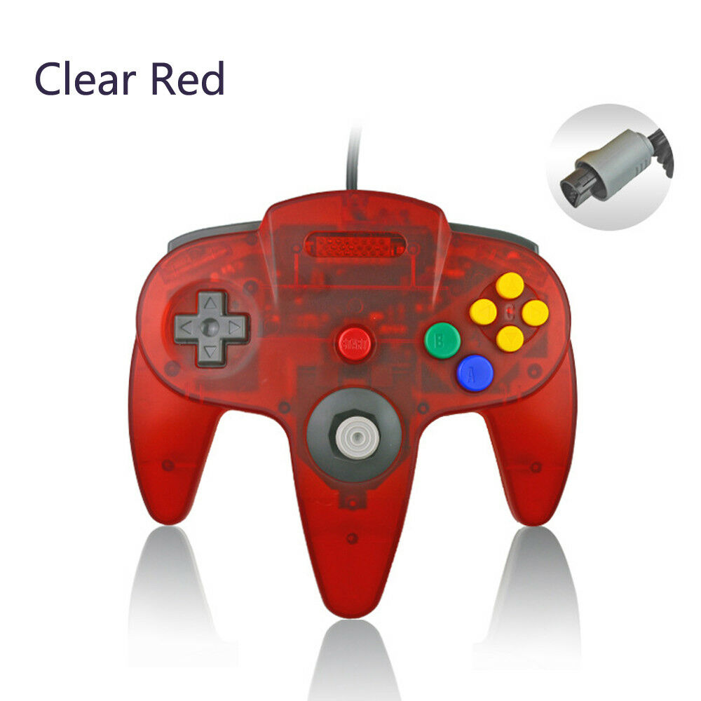 Clear red N64 Video Wired Classic Controller Gamepad Joystick Joypad