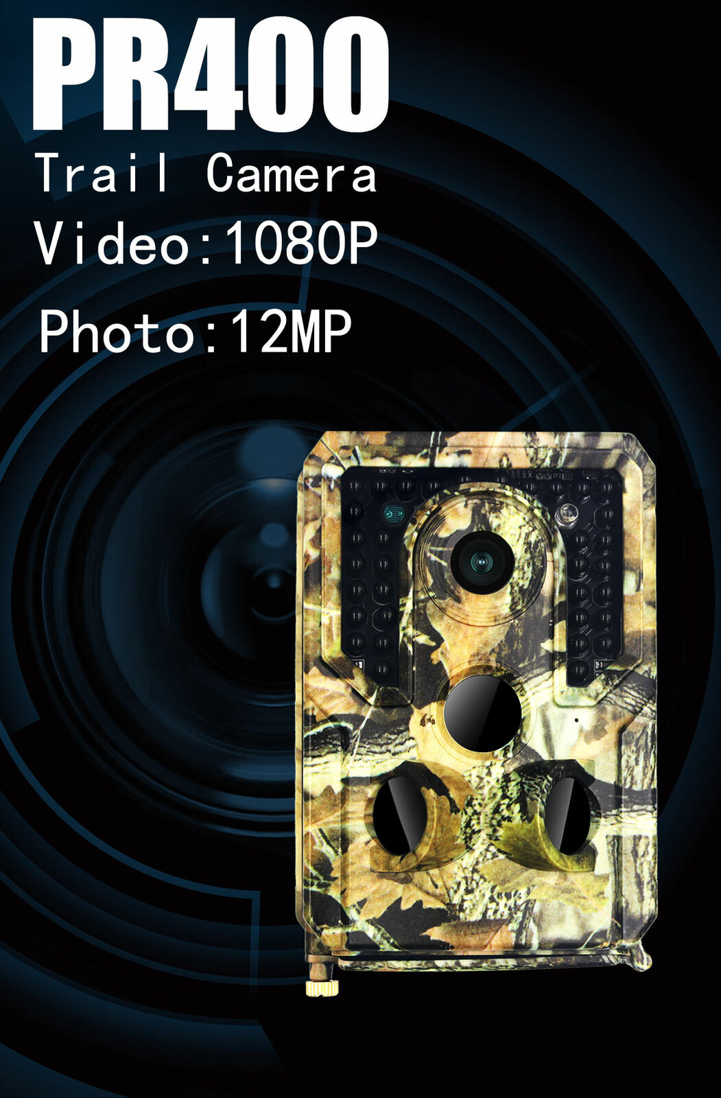 Hunting Trail Camera 12MP 1080P Wildlife Cam Motion Detection Night Vision