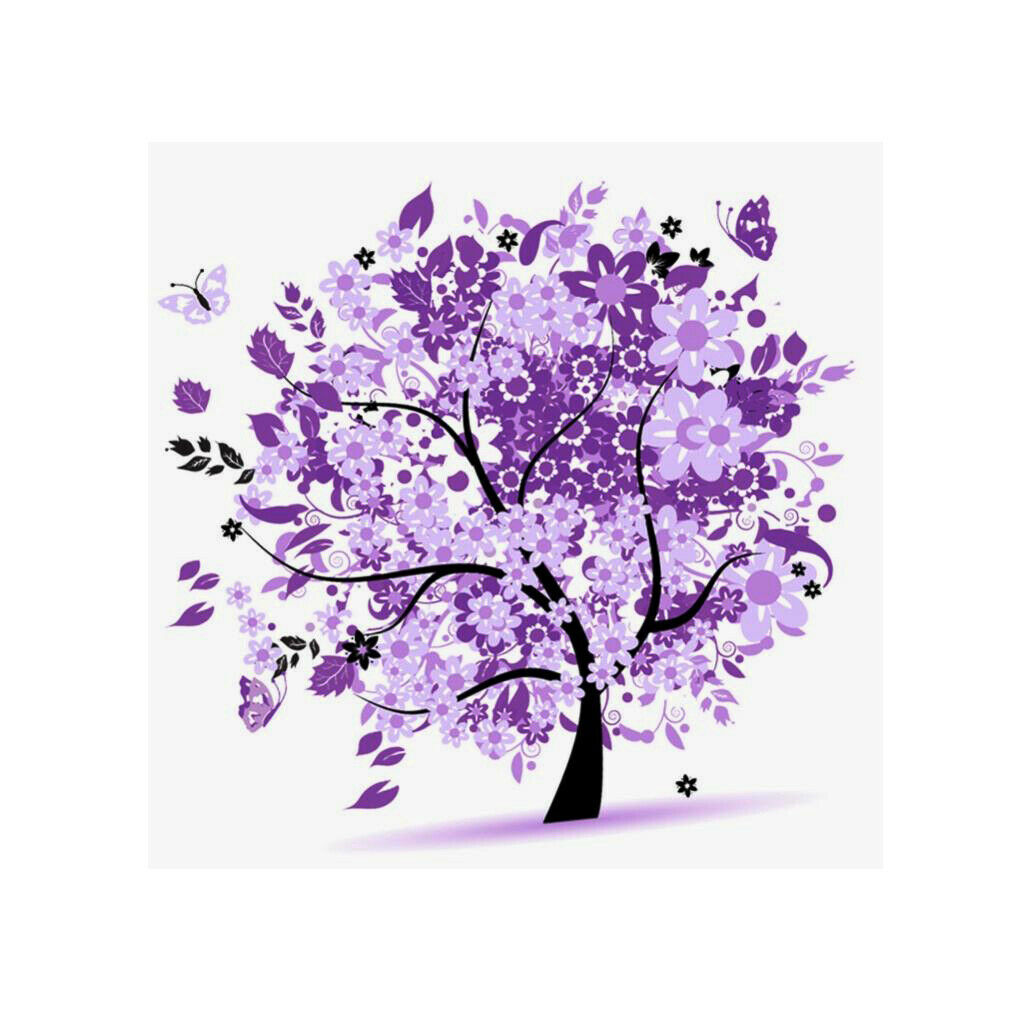 DIY 5D Flower Tree Diamond Painting Embroidery Cross Stitch Kits Purple