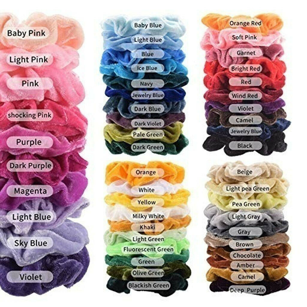 50Pack Velvet Scrunchies Mixed Hair Band Rubber Hair Tie Ponytail Holder
