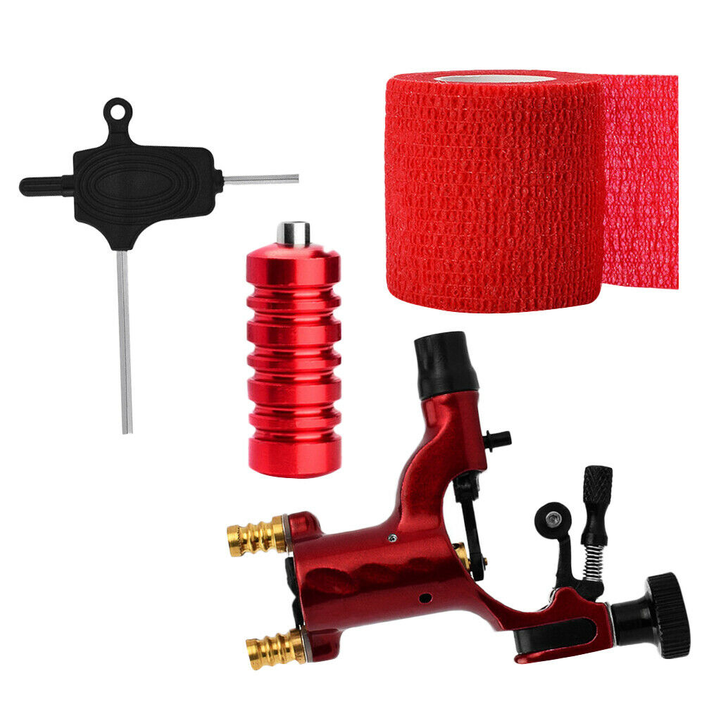 Tattoo Machine Set Rotary Dragonfly Handle Grip with Backstem Equipment Red