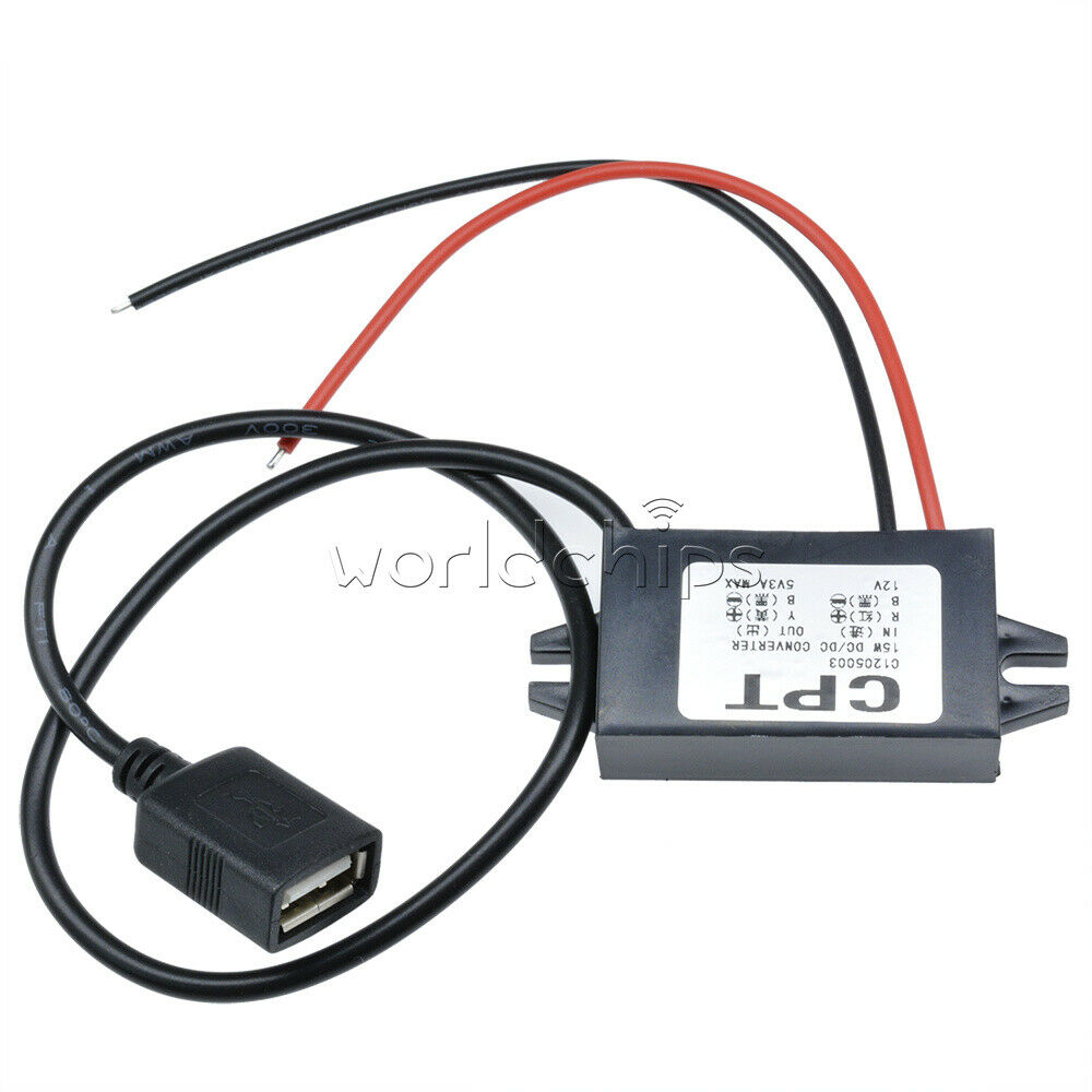 DC 12V to 5V 3A 15W Type A USB Output Power Adapter DC Converter Module